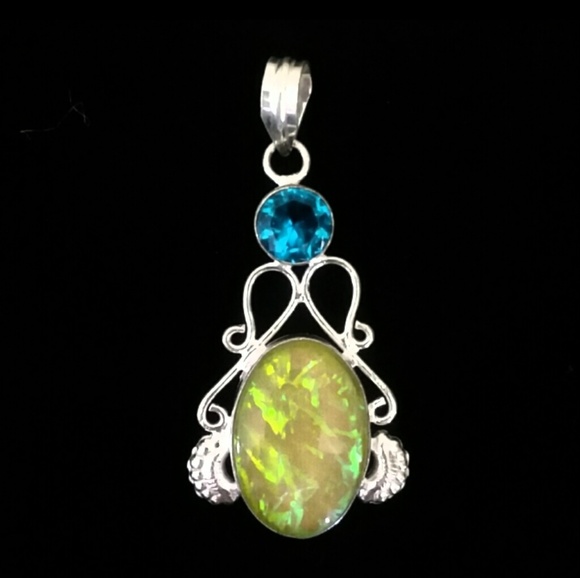 Jewelry - Yellow Triplet Opal Topaz Sterling Silver pendant